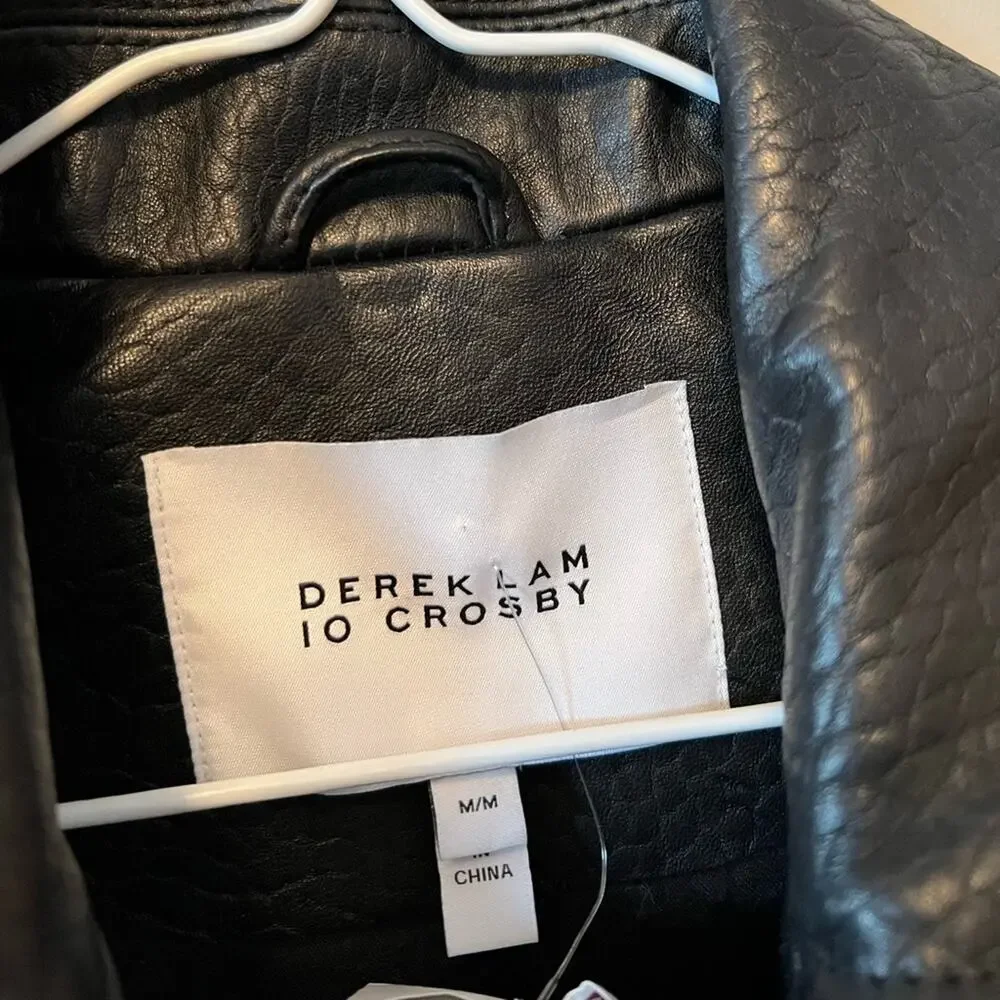 Derek lam black leather motorcycle biker jacket zip up vest NWT - Picture 4 of 7